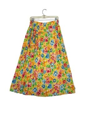 Vintage Country Pickins Floral Cottagecore Prairie Full Crinkle Maxi Skirt Med